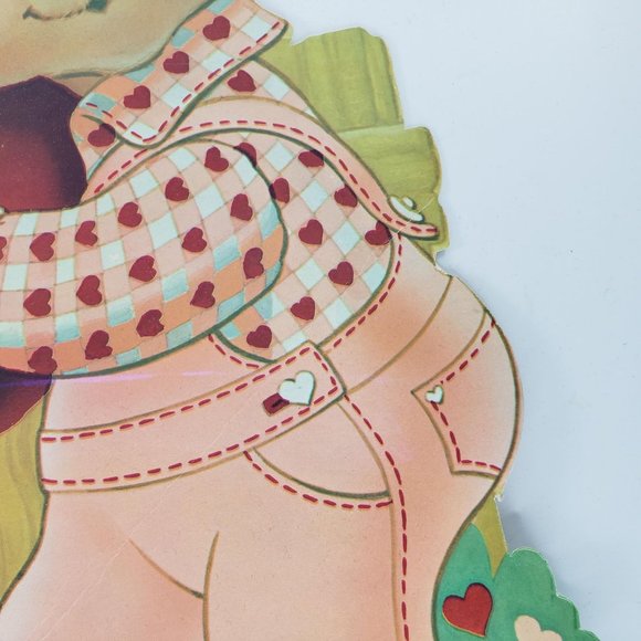 Vintage Valentine's Day Die Cut Bear Squirrel Bird Decoration Flocked - Picture 8 of 8